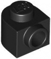 Black Brick, Round 1 x 1 x 2/3 Half Circle Extended with Stud on Side