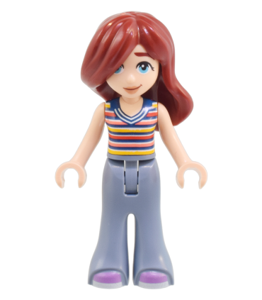 Friends Paisley - Striped Sleeveless Top, Sand Blue Trousers Bell-Bottoms, Medium Lavender Shoes