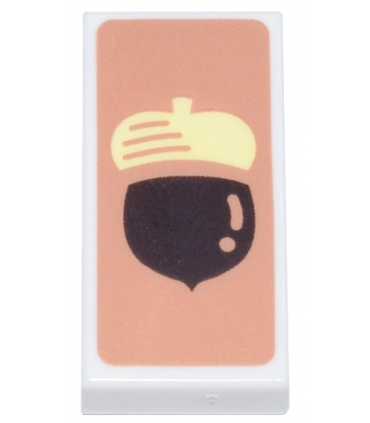 White Tile 1 x 2 with Dark Brown and Bright Light Yellow Acorn on Medium Nougat Background Pattern (Animal Crossing DIY Recipe)