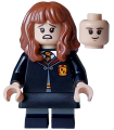 Hermione Granger - Gryffindor Robe, Black Skirt, Black Short Legs with Dark Bluish Gray Stripes, Open Mouth Scared / Closed