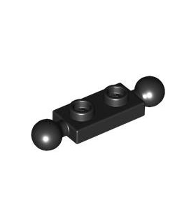 Black Plate, Modified 1 x 2 with Tow Ball on Ends