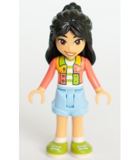 Friends Liann - Coral Patchwork Jacket, Bright Light Blue Shorts, Lime Shoes