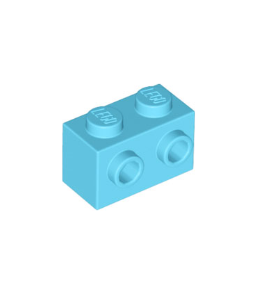 Medium Azure Brick, Modified 1 x 2 with Studs on 1 Side