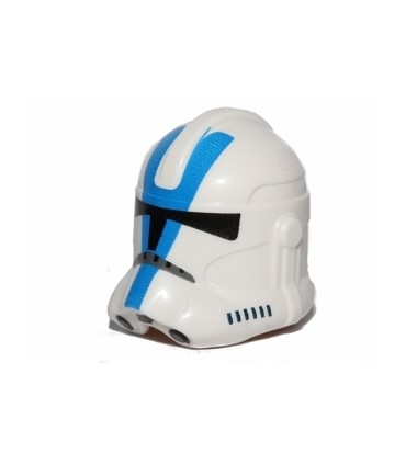 White Minifigure, Headgear Helmet SW Clone Trooper (Phase 2) with Black Visor and Blue 501st Legion Markings Pattern