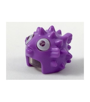 Medium Lavender Minifigure, Headgear Mask Puffer Fish with Spikes and Fins, Trans-Clear Visor, White Eyes Pattern
