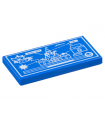 Blue Tile 2 x 4 with White Blueprint, Airship and Fortress Attacking Castle Pattern