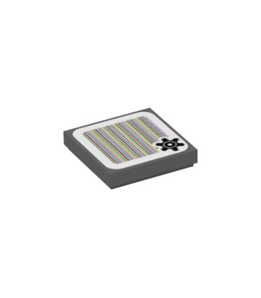 Dark Bluish Gray Tile 2 x 2 with Super Mario Scanner Code Gear Pattern