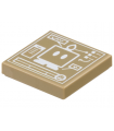 Dark Tan Tile 2 x 2 with White Super Mario Bob-omb Schematic Pattern