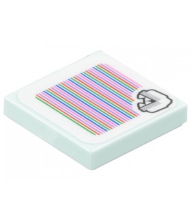 Light Aqua Tile 2 x 2 with Super Mario Scanner Code Bone Piranha Plant Pattern (Sticker) - Set 71423