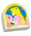 White Tile, Round 1 x 1 Half Circle Extended with Super Mario Princess Peach Pattern