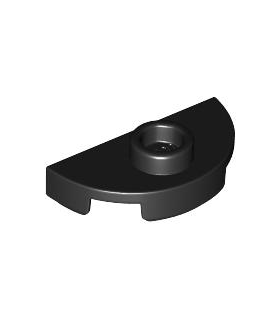 Black Plate, Round 1 x 2 Half with 1 Stud (Jumper)