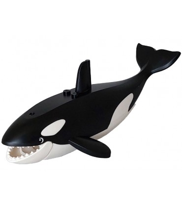 Black Whale / Orca with Molded White Spots and Printed Eyes Pattern