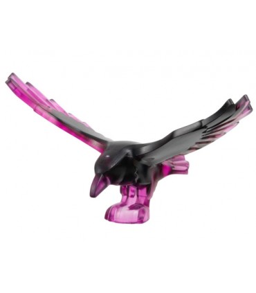 Trans-Dark Pink Bird, Raven with Spread Wings with Marbled Black Pattern
