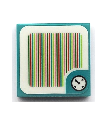 Dark Turquoise Tile 2 x 2 with Super Mario Scanner Code Time Block / Timer / Clock Pattern (Sticker)