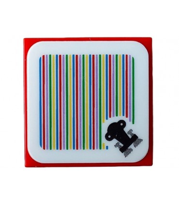 Red Tile 2 x 2 with Super Mario Scanner Code Throne Pattern (Sticker) - Set 71408