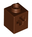 Reddish Brown Technic, Brick 1 x 1 with Axle Hole
