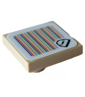 Tan Tile, Modified 2 x 2 Inverted with Super Mario Scanner Code Cake Pattern (Sticker) - Set 71408