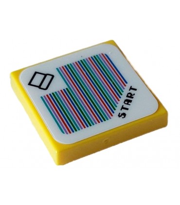 Yellow Tile 2 x 2 with Super Mario Scanner Code Pipe and 'START' Pattern (Sticker)