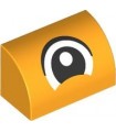 Bright Light Orange Slope, Curved 1 x 2 with Black and White Eye Pattern