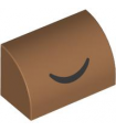 Medium Nougat Slope, Curved 1 x 2 with Black Closed Eye Curved Line Pattern