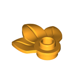 Bright Light Orange Plant Plate, Round 1 x 1 with 3 Leaves