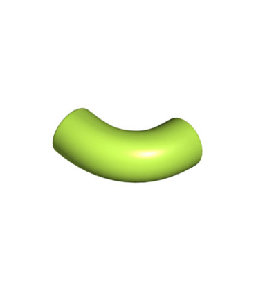 Lime Brick, Round 1 x 1 d. 90 degrees Elbow Macaroni - No Stud - Type 2 - Axle Hole