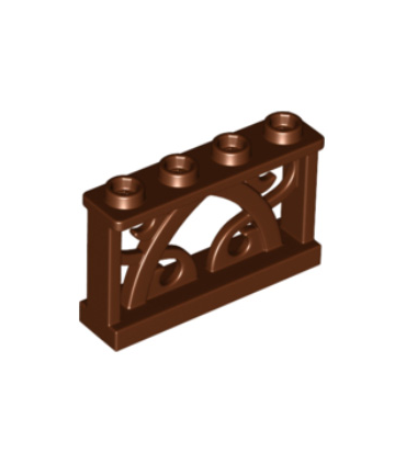 Reddish Brown Fence 1 x 4 x 2 Ornamental with 4 Studs