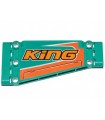 Dark Turquoise Technic, Panel Plate 5 x 11 x 1 Tapered with Orange Stripes and 'KiNG' Pattern Model Right Side (Sticker)