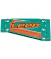 Dark Turquoise Technic, Panel Plate 5 x 11 x 1 Tapered with Orange Stripes and 'LOOP' Pattern Model Left Side (Sticker)