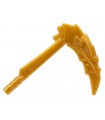Pearl Gold Minifigure, Weapon Sickle with Dragon Head and Short Wrapped Handle (Ninjago Scythe of Quakes)
