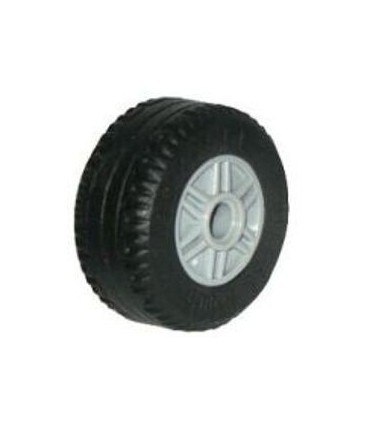 Light Bluish Gray Wheel 18mm D. x 14mm w/ Pin Hole, Fake Bolts and Shallow Spokes w/ Black Tire 30.4 x 14 VR Solid
