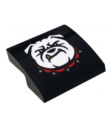 Black Slope, Curved 2 x 2 x 2/3 with White Bulldog Pattern (Sticker) - Set 60242