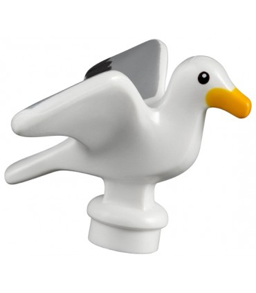 White Bird, Seagull with Bright Light Orange Beak and Black and Light Bluish Gray Wings Pattern