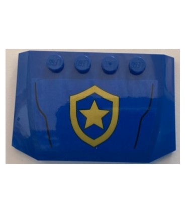 Blue Wedge 4 x 6 x 2/3 Triple Curved with Gold Police Star Badge Logo and Black Lines Pattern (Sticker) - Set 60369