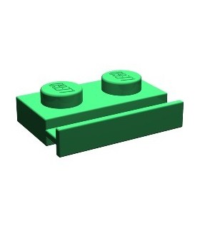 Green Plate, Modified 1 x 2 with Door Rail