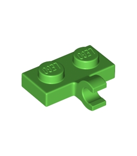 Bright Green Plate, Modified 1 x 2 with Clip on Side (Horizontal Grip)