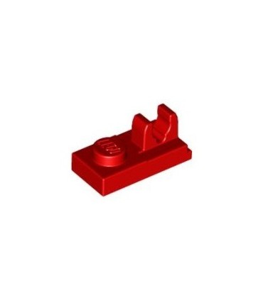 Red Plate, Modified 1 x 2 with Clip on Top