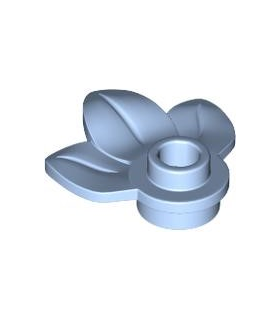 Bright Light Blue Plant Plate, Round 1 x 1 with 3 Leaves