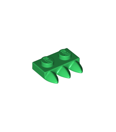 Green Plate, Modified 1 x 2 with 3 Teeth