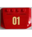Red Wedge 4 x 6 x 2/3 Triple Curved with Bright Light Yellow '01' on Red Background Pattern (Sticker)