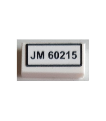 White Tile 1 x 2 with 'JM 60215' Pattern (Sticker) - Set 60215