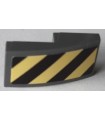 Dark Bluish Gray Slope, Curved 2 x 1 x 2/3 with Black and Bright Light Yellow Danger Stripes Pattern Side B (Sticker)