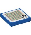 Blue Tile 2 x 2 with Super Mario Scanner Code Baby Penguin Pattern (Sticker)