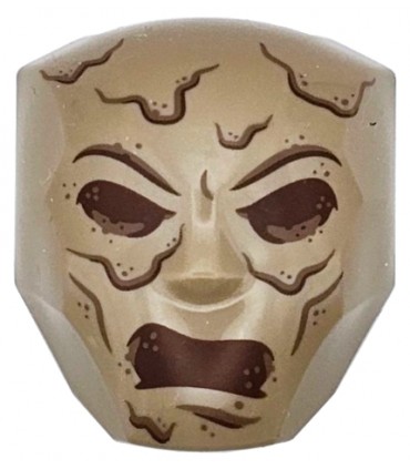 Dark Tan Large Figure Face with Brow and Nose Detail, 2 x 2 Round Brick Attachment with Reddish Brown Eyes, Open Mouth (Sandman)