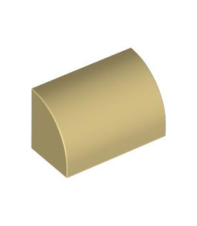 Tan Slope, Curved 1 x 2 with Bottom Stud Holder