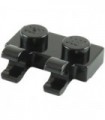 Black Plate, Modified 1 x 2 with Clips Horizontal (open O clips)