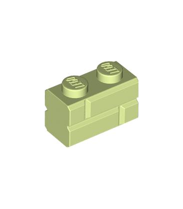 Yellowish Green Brick, Modified 1 x 2 with Masonry Profile