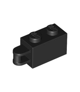 Black Brick, Modified 1 x 2 with Bar Handle on End - Bar Flush with Edge