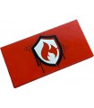 Red Tile 2 x 4 with Lopsided Silver Fire Logo Badge with Black Border Dripping Paint Pattern