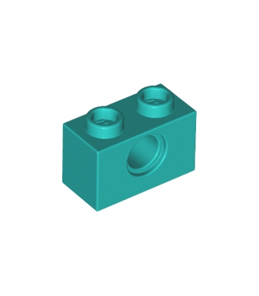 Dark Turquoise Technic, Brick 1 x 2 with Hole